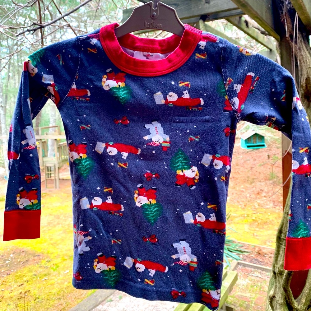 Hanna Andersson unisexSanta print long sleeve pajama top Christmas